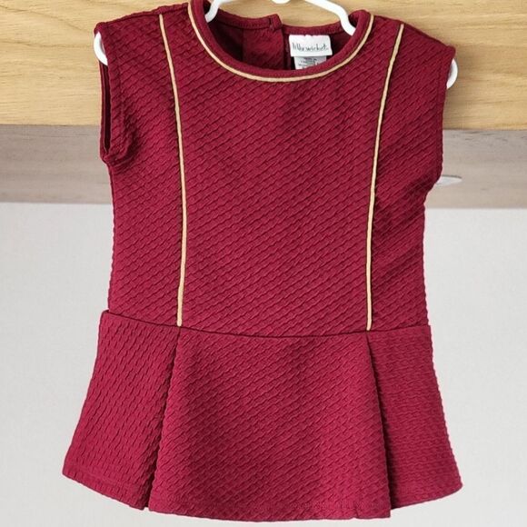 Burgundy Textured Dress with Gold Trim - Picture 1 of 8